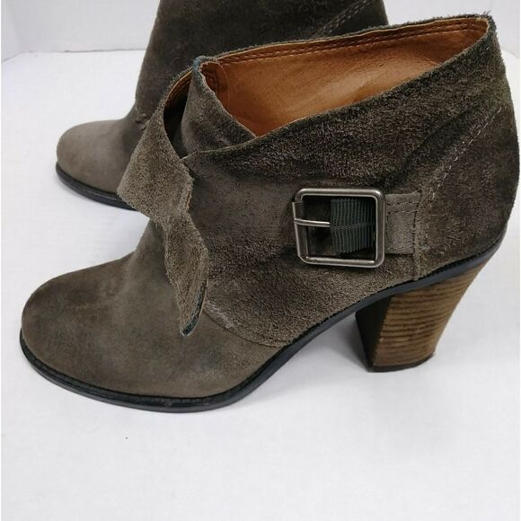 Lucky Brand Mickie Grey Suede Heeled Buckle Booties - Picture 8 of 10